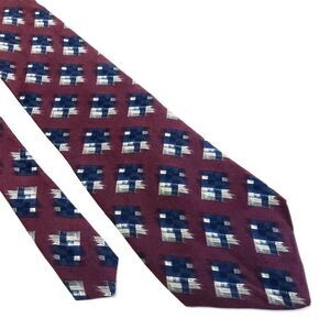 Contissima Purple Blue‎ Abstract Italy Print Short Silk Tie